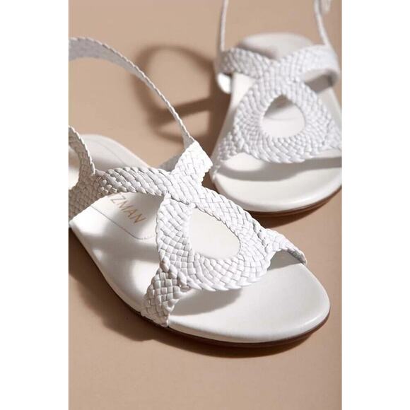 Stuart Weitzman Teodora Flat Sandals 7 White Buckle Ankle Strap Open Toe - Picture 7 of 7